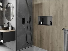 Mexen X-Wall-R, polica na zapustenie s prírubou  60 x 30 cm, grafitová matná - 19E0603010