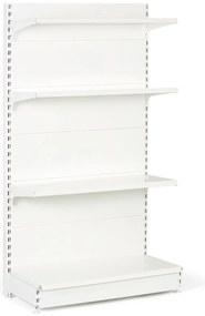 Predajný regál jednostranný, plné steny, 1600 x 1000 x 450 mm, prídavný, biela