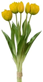 Umelý zväzok tulipánov 5 ks žltá, v. 38 cm