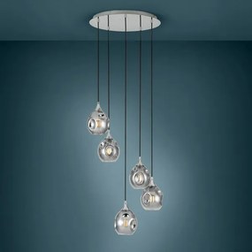 Eglo 39682 - Luster na lankách BREGALLA 5xE27/40W/230V čierna/dymová
