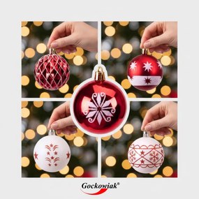 Sada vianočných závesných dekorácií SAPIN biela / červená (30 ks)