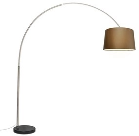 Oceľová oblúková lampa s hnedým textilným tienidlom 45 cm - XXL