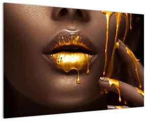 Obraz - Žena so zlatými perami (90x60 cm)