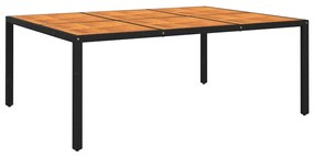 Záhradný stôl 200x150x75 cm akáciové drevo a polyratan čierny 310590