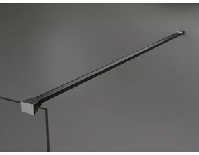 Mexen Kioto+, sprchová zástena Walk-In s poličkou a vešiakom 100 x 200 cm, 8mm číre sklo čierny vzor, grafitový profil, 800-100-121-95-70