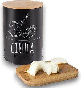 Orion Dóza na cibuľu, plech/bambus pr. 13 cm, BLACK SK