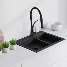 Erga Zefir, vysoká drezová batéria s elastickým ramenom h-430, čierna matná, ERG-YKA-BZ.ZEFIR-BLK