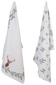 Sada 2 bavlnených kuchynských utierok Holly Christmas - 50*70 cm