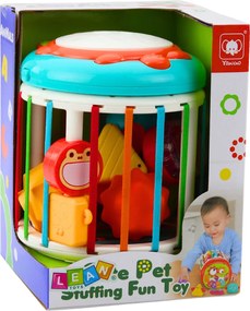 LEAN Toys Valčeková senzorická kocka Interaktívny bubon Fox Svetlá Zvuky Farebné