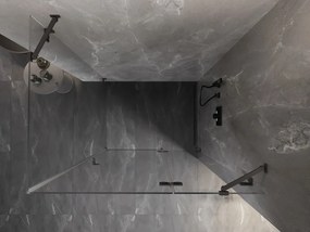 Mexen Lunar, pravostranný výklopný sprchový kút 75 x 90 cm, 8mm číre sklo, grafitový profil, 834-075-090-95-00-P