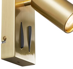 Moderné mosadzné nástenné svietidlo s 2 svetlami, nastaviteľné s portom USB-C - Lesly