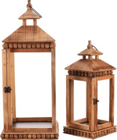 Set dvoch drevených lampášov hnedý DA211 BR (2 ks)