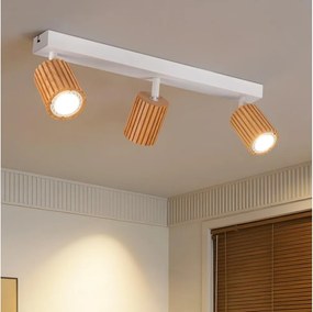 Brilagi - Bodové svietidlo MODERN WOOD 3xGU10/8W/230V drevo/biela