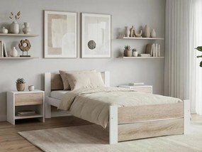 Posteľ IKAROS DOUBLE 80 x 200 cm, biela/dub sonoma Rošt: Bez roštu, Matrac: Bez matraca