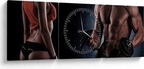 Obraz - Fitness (s hodinami) (90x30 cm)