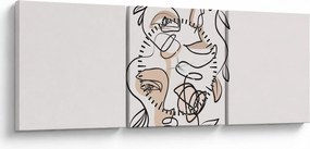 Obraz - Line art tváre (s hodinami) (90x30 cm)