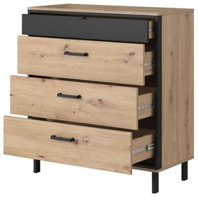 KOMODA GRACE DUB ARTISAN + ČIERNA 90 cm