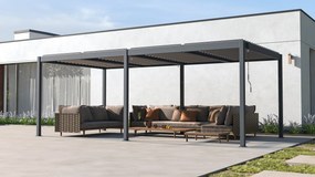 Hliníková bioklimatická pergola s lamelami BestBerg BBP-18G / 600 × 304 × 218 cm / sivá
