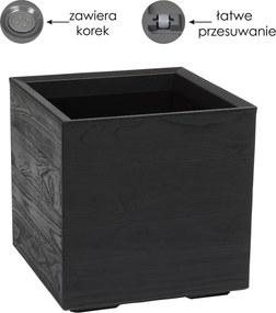 KVETINOVÝ ZÁHON KARO 400×400 mm, doska z recyklovaného materiálu, čierna*48915