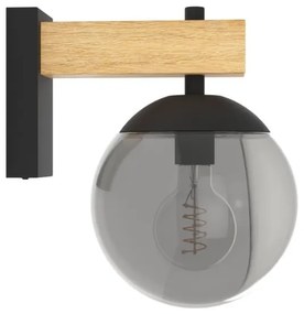 Eglo 900671 -Vonkajšie nástenné svietidlo BUFALATA 1xE27/40W/230V čierna/drevo IP44