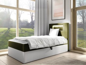 Kontinentálna jednolôžková posteľ Junior Ribezo 1, Strana: pravá, Rozmer postele: 100x200, Dostupné poťahy: ekokoža Soft 017 (biela) + Fresh 12