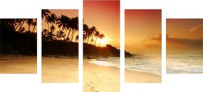 5-dielny obraz západ slnka na Srí Lanke - 200x100