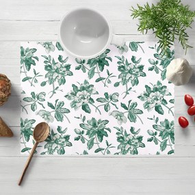 Biante Teflónové prestieranie na stôl TF-091 Zelené kvety na bielom 30x40 cm