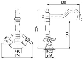 RAV Slezák MK121.0/8CMATSM - Umývadlová batéria +výpusť MORAVA RETRO čierna/mosadz