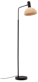 Stojacia lampa s ratanovým tienidlom v čierno-prírodnej farbe (výška 157 cm) Damila – Kave Home