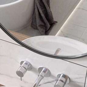 Erga Round, okrúhle zrkadlo 50cm, čierny rám, ERG-V01-ROUND-5050-BK
