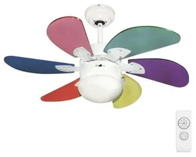 Eurolamp Stropný ventilátor 1xE27/70W/230V pr. 90 cm pestrofarebná + diaľkové ovládanie EU0147