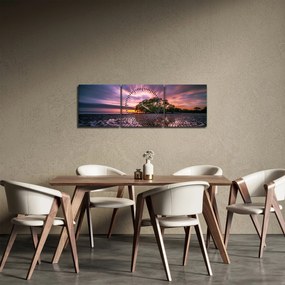 Obraz pláže pri západe slnka (s hodinami) (90x30 cm)