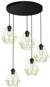 Luster na lanku BERGEN 5xE27/60W/230V čierna/zlatá