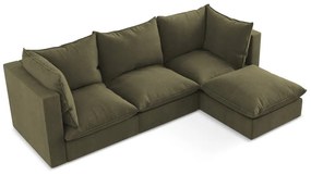 Khaki rohová pohovka (pravý roh/s leňoškou) Manao – Makamii