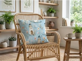 Bavlnená obliečka na vankúš LIGHTHOUSE POLY 45x45 cm, modrá