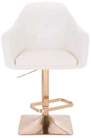 LuxuryForm DESIGN Barová stolička ANDORA na zlatej hranatej podstave - biela