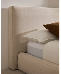 Béžová čalúnená dvojlôžková posteľ bez roštu 180x200 cm Blok – Kave Home