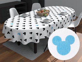 Biante Detský bavlnený oválny obrus Sandra SA-079 Čierne a modré myšky Mickey 120x180 cm