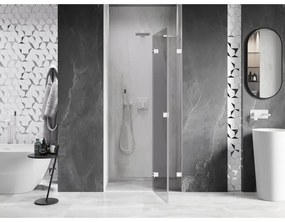 Mexen, Mexen Lunar pravé otočné sprchové dvere 105 cm, transparentné, biele - 834-105-000-20-00-P