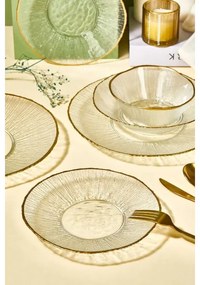 24-dielna jedálenská sada z číreho skla so zlatými detailmi