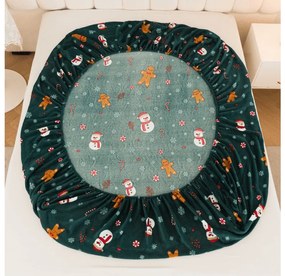 Plachta mikroplyš SNOWMAN AND GINGERBREAD 160x200 cm zelené