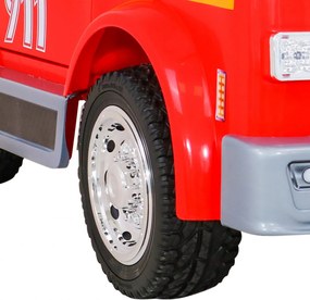 Ramiz Detské hasičské auto na batérie + Vodné delo + Megafón + Hasičský kohút + Pilot