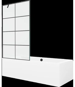 Mexen Cube obdĺžniková vaňa 180 x 80 cm s obkladom a 1-krídlovou sprchovou zástenou 100 cm, Čierny vzor - 550518080X9510007077