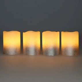 Solight Súprava LED sviečok s časovačom, 4xsviečka, 6,5 cm, strieborná, 4xCR2032 súčasťou, 1v284