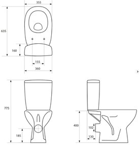 Cersanit ARTECO 010 CLEANON WC so sedátkom Soft Close 63,5 x 35,5 cm, K667-069