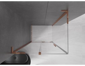 Mexen Velar L, sprchový kút s posuvnými dverami 90 x 80 cm, 8mm číre sklo, ružové zlato, 871-090-080-03-60
