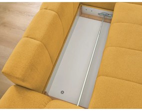 Ženilková rozkladacia/s úložným priestorom rohová pohovka v horčicovej farbe (pravý roh/s leňoškou) Everest – Bobochic Paris