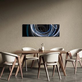 Obraz modrých liniek (s hodinami) (90x30 cm)