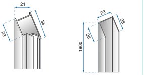 Rea Molier, skladacie sprchové dvere 80x190cm, 6mm číre sklo, chrómový profil + bočný magnetický profil, KPL-K6367