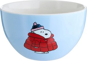 PEANUTS Miska Snoopy v kabátku 600 ml - sv. modrá